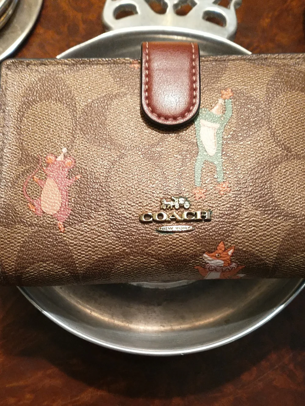 Whimsical Coach Signature Canvas Small Wallet with Cartoon Accents - Picture 2 of 14